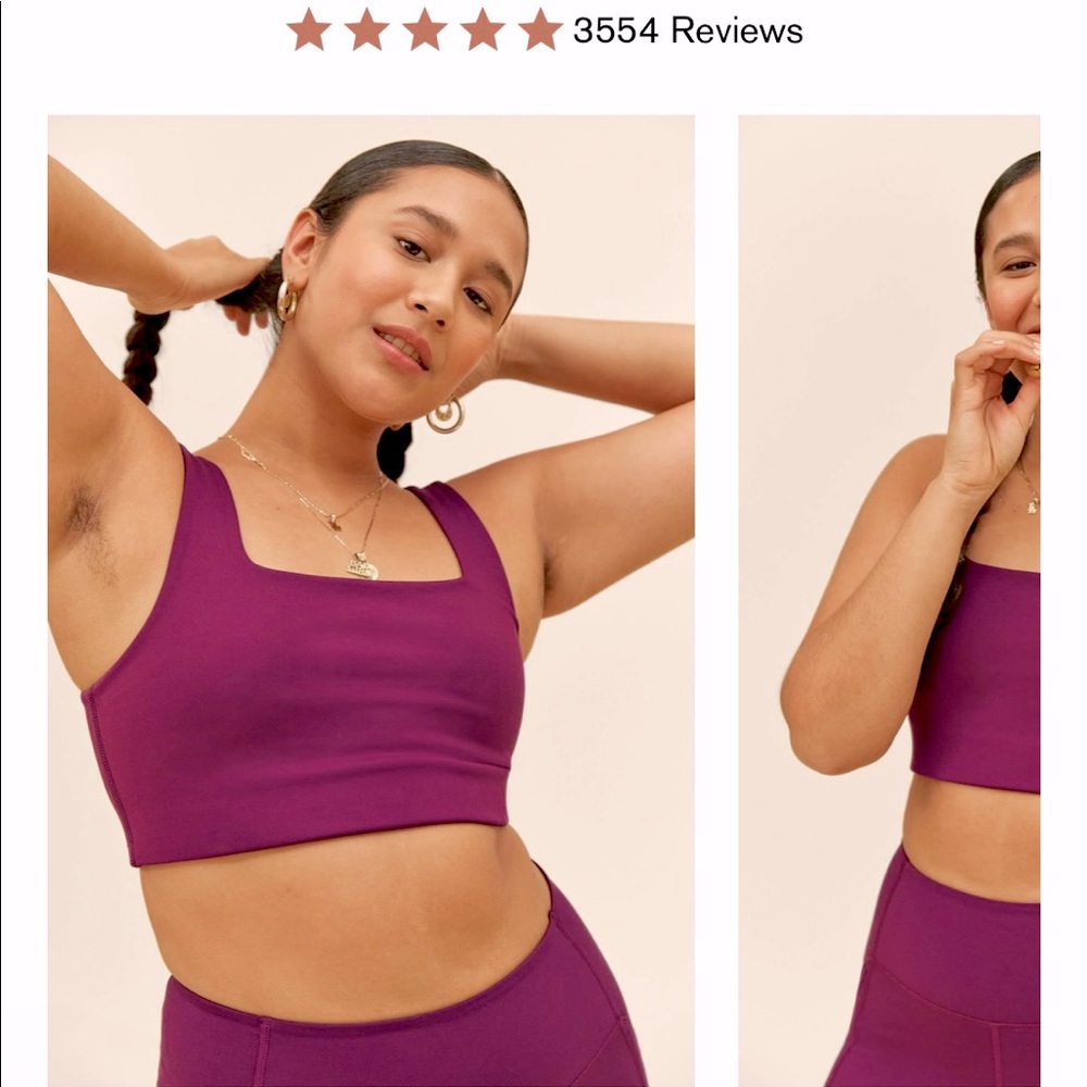 NEW Girlfriend Collective plum sportsbra skort set